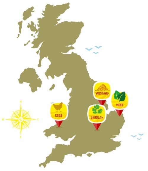 UK Map of ingredients