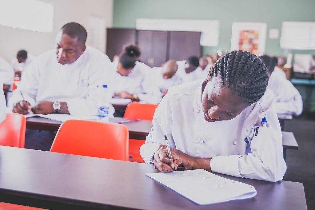 Chef taking a written test