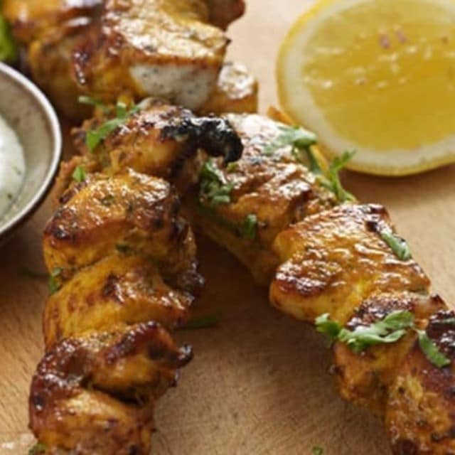 Sticky chicken skewers