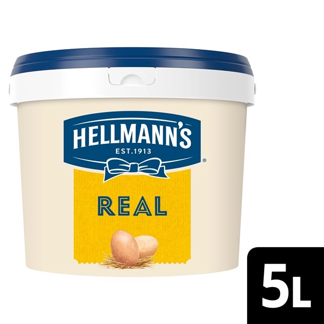 HELLMANN'S Real Mayonnaise 5L - Hellmann’s Real is an authentic rich & creamy mayonnaise that delivers great results in all your dishes.