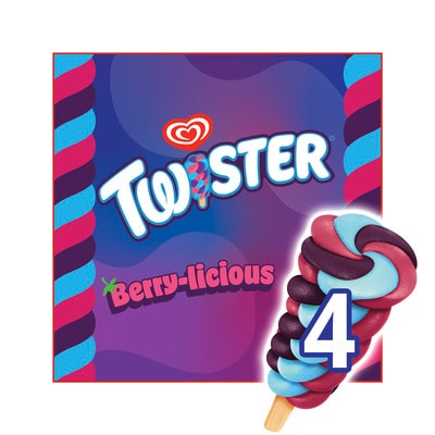 Twister Berry-licious 4MP - A taste explosion in an ice lolly that naturally colours your tongue, these ice lollies are bursting with juicy freshness, perfect for a snack to grab on the go.