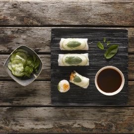 Summer rolls with Teriyaki dipping sauce Summer rolls with Teriyaki dipping sauce