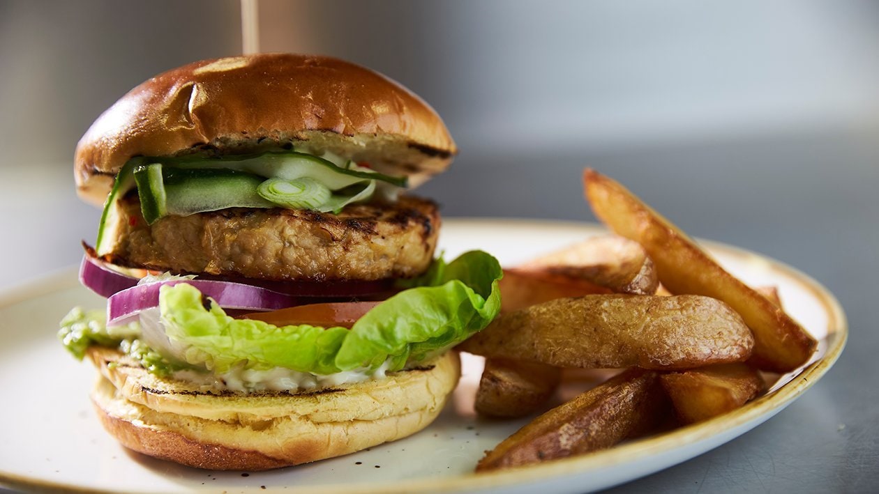 Teriyaki turkey burger with chilli cucumber pickle – recipe Teriyaki turkey burger with chilli cucumber pickle – recipe