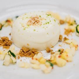 Coconut panna cotta with a pineapple chilli salsa Coconut panna cotta with a pineapple chilli salsa