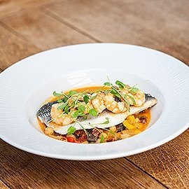 Baked Seabass with Harissa & Chickpeas by Mark Sargeant Baked Seabass with Harissa & Chickpeas by Mark Sargeant