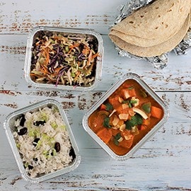 Butternut squash and sweet potato curry with rice and peas Butternut squash and sweet potato curry with rice and peas