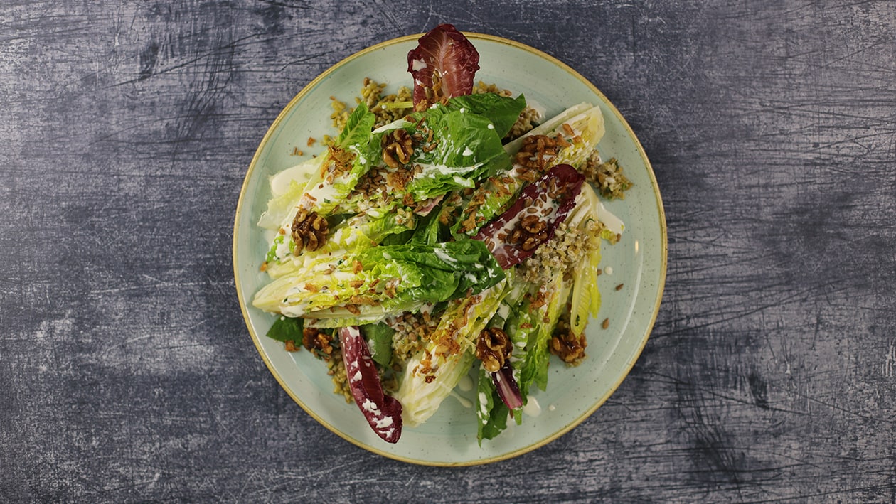 Caesar salad with freekeh and sunflower seed dressing – recipe