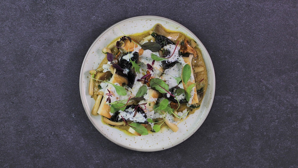 Amaranth polenta with wild buttered mushroom and hemp seed dressing – recipe Amaranth polenta with wild buttered mushroom and hemp seed dressing – recipe