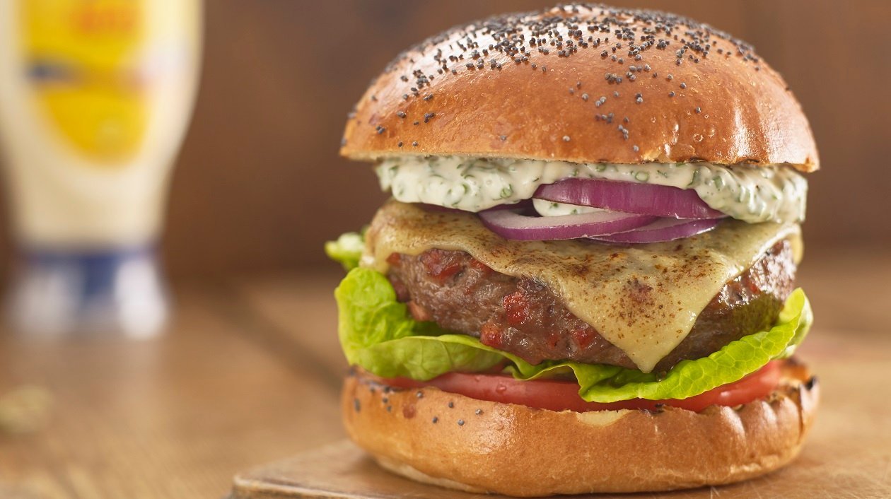 Steak and chorizo burger with chimichurri mayonnaise – recipe