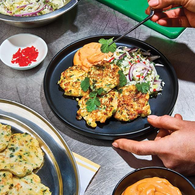 Seafood Pancakes and Gochujang Hollandaise Seafood Pancakes and Gochujang Hollandaise