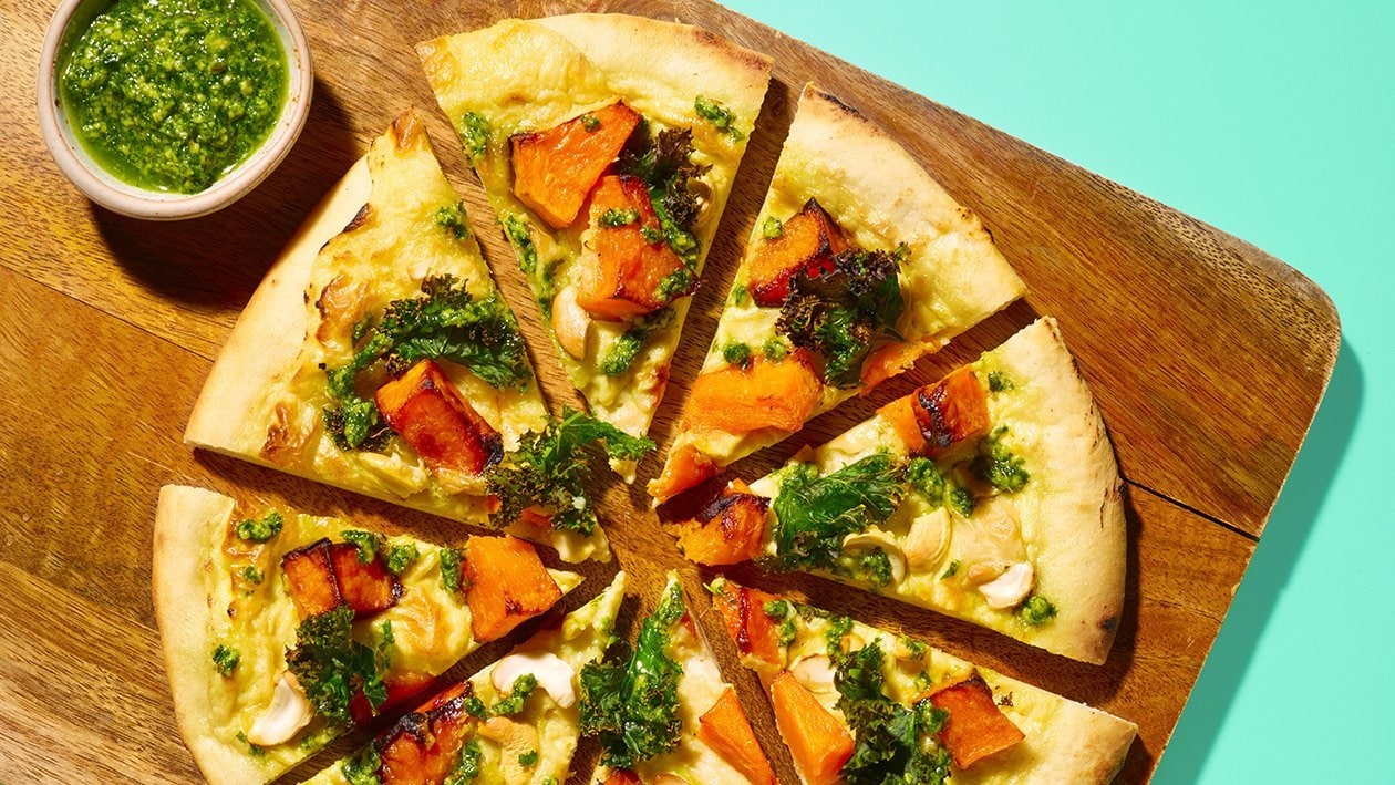 Blonde Pizza - Roasted Squash, Kale Pesto and Cashew – recipe